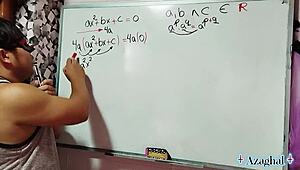 nerdy student and teacher in erotic bedroom demo
