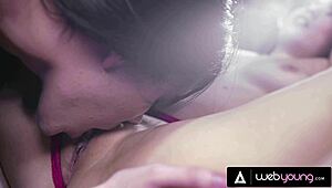 hot babe mina moon visits bestie and gets seduced into lesbian pussy play