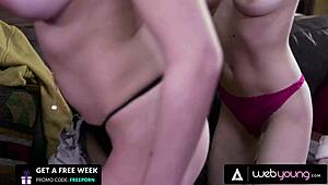hot babe mina moon visits bestie and gets seduced into lesbian pussy play