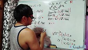 nerdy student and teacher in erotic bedroom demo