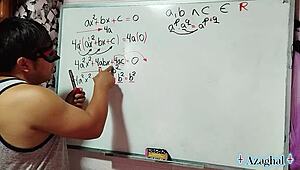 nerdy student and teacher in erotic bedroom demo