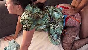 french amateur in satin outfit stockings heels fucks licks sucks