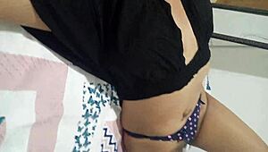 Hijastra waits in bed touching her tight pussy ready for stepdad