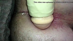 Couple uses suction cup dildo for deep anal fuck