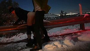ski trip roadside fuck and hot hotel orgasm