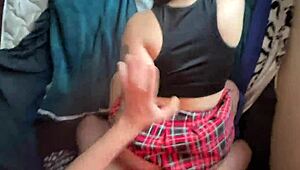 Horny amateur student in miniskirt made me cum twice