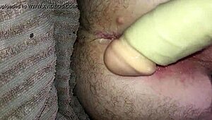 Couple uses suction cup dildo for deep anal fuck