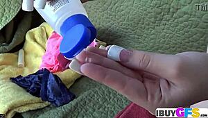 Sweet britney rides dildo like slut