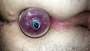 Couple uses suction cup dildo for deep anal fuck