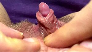 Huge clitoris rubbing and jerking to orgasm close up