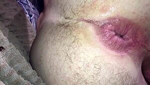 Couple uses suction cup dildo for deep anal fuck