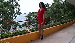 Ria Rodriguez Shows Off Red Dress And Panties