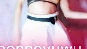 Bonneyuwu dances in her little white skirt