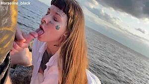 I suck on the beach and get cum in my mouth