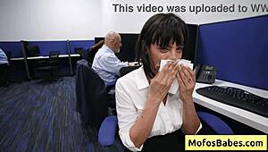 busty milf sasha pearl feels facial ecstasy in office