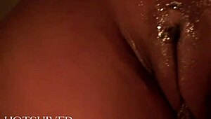 Threesome sex by candlelight with oiled latinas