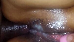 wife uses vibrator for anal play at home