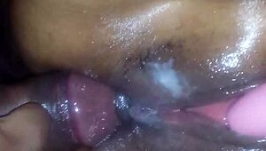 wife uses vibrator for anal play at home