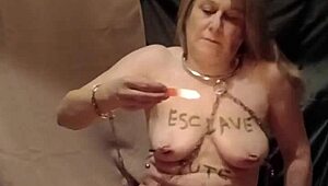 french maid slave in bondage wax play