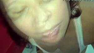 girl masturbates then swallows cum after blowjob