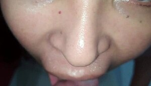 girl masturbates then swallows cum after blowjob