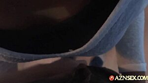 Lovely Asian Blows Dick Before Fingering Hairy Pussy