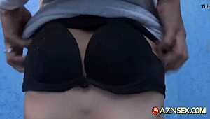 Lovely Asian Blows Dick Before Fingering Hairy Pussy