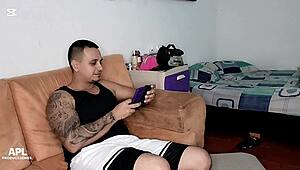 finding way to have fun with horny stepbrother while alone