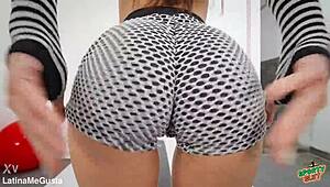 Long Tongue Round Ass G-String Busty Brunette Working Out Such Skinny Babe With A Perfect Ass And Tits And Puffy Pussy