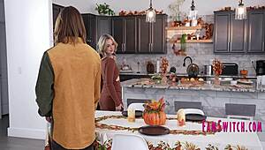 Shocking family thanksgiving with dad and girl