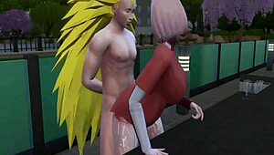 Naruto invites Sakura for outdoor fuck