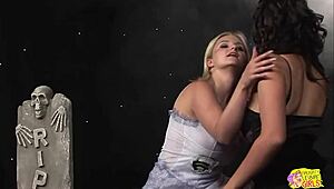 Naughty Lesbians Play Sex Games In Graveyard