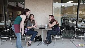 A mindblowing threesome in the middle of the night at a parking lot between gorgeous horny girlfriends
