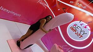 spinning on giant cock at intimi expo event 🔥