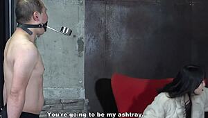 Human ashtray for smoking mistress nana tomio