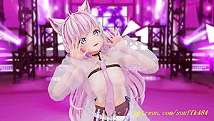 koyori dances in 3d mmd hololive anime scene