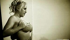 a racy photoshoot turns messy with food and blonde banging