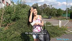 Akasha coliun gets fucked by public agent outdoors