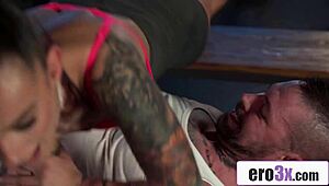 fit chick feels hard pounding after gym workout