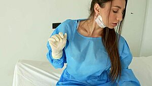 A stepmother in a nurses outfit fucks her stepson