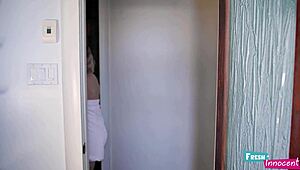 Fresh innocent blonde gets nailed hard in shower