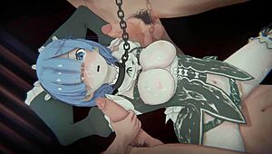 re zero rem as bound oni maid demon in anime