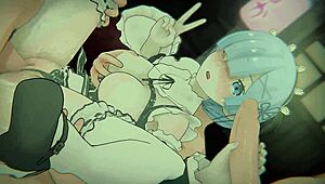 re zero rem as bound oni maid demon in anime