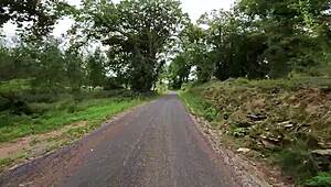 Girl cycling in woods helps with outdoor task