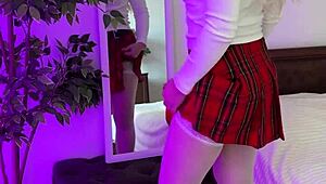 enjoying my pearl panties with stockings and heels