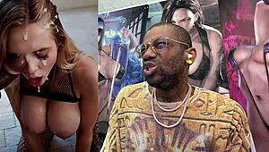 big breast slut gets face cum covered after tight anal and paizuri