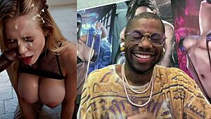 big breast slut gets face cum covered after tight anal and paizuri