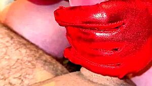 Close up blowjob puts a silicone plug on me comfortably