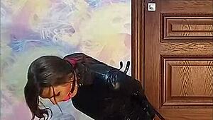 crossdresser in armbinder gag waits for his fate