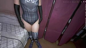 micaela rocks her spiderwoman suit for a big booty latina fuckfest 😏